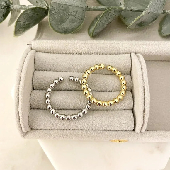 925 Sterling Silver Dainty Bead Ring Minimalist Ring Stackable Ring Band - Picture 3 of 7